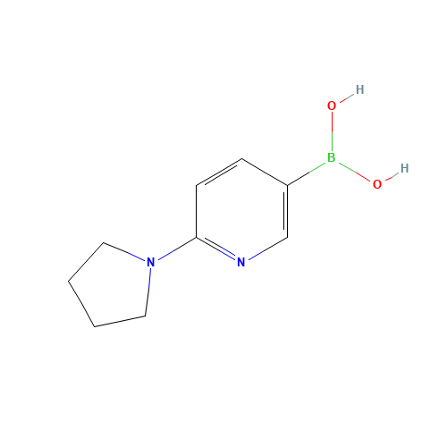 (6-pyrrolidin-1-ylpyridin-3-yl)boronic acid (CAS: 1150114-75-2) - Chemical Structure and Molecular Formula 