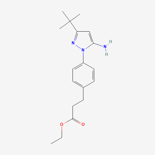 ethyl 3-[4-(5-amino-3-tert-butylpyrazol-1-yl)phenyl]propanoate (CAS: 897373-52-3) - Related Chemical Product