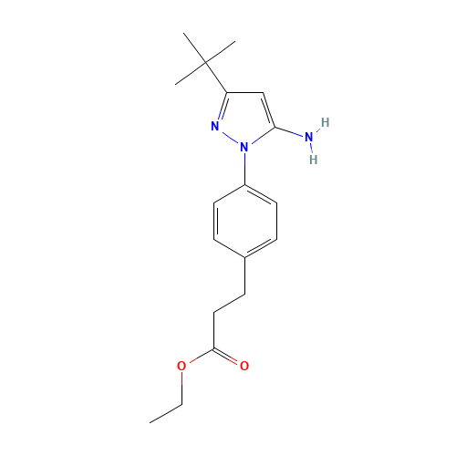 ethyl 3-[4-(5-amino-3-tert-butylpyrazol-1-yl)phenyl]propanoate (CAS: 897373-52-3) - Related Chemical Product