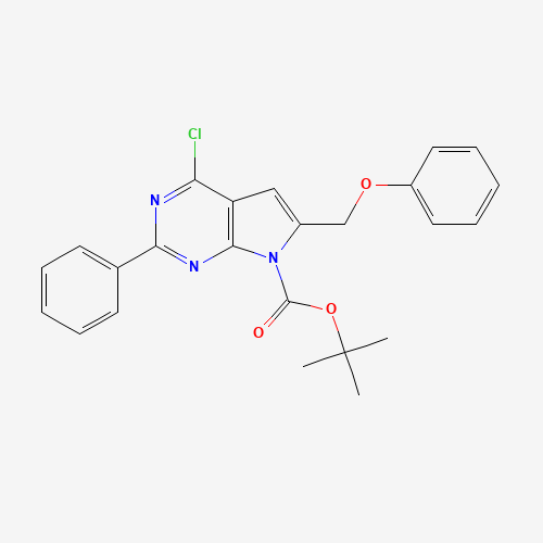 tert-butyl 4-chloro-6-(phenoxymethyl)-2-phenylpyrrolo[2,3-d]pyrimidine-7-carboxylate (CAS: 251947-27-0) - Chemical Structure and Molecular Formula 