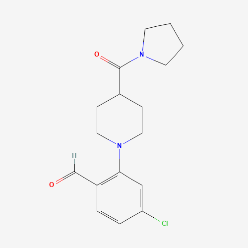 4-chloro-2-[4-(pyrrolidine-1-carbonyl)piperidin-1-yl]benzaldehyde (CAS: 1460032-48-7) - Chemical Structure and Molecular Formula 