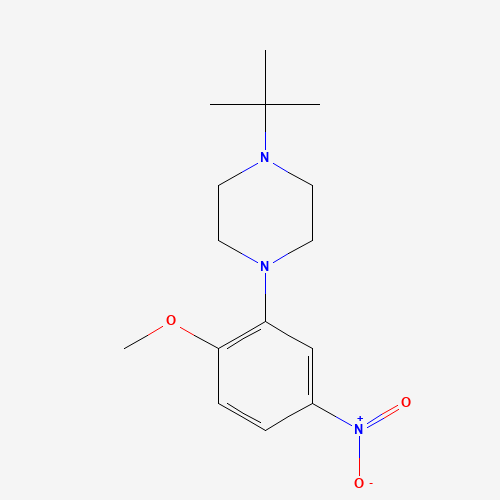 1-tert-butyl-4-(2-methoxy-5-nitrophenyl)piperazine (CAS: 177488-99-2) - Chemical Structure and Molecular Formula 