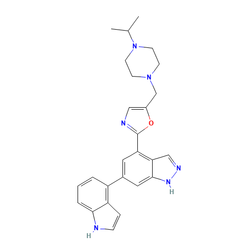 2-[6-(1H-indol-4-yl)-1H-indazol-4-yl]-5-[(4-propan-2-ylpiperazin-1-yl)methyl]-1,3-oxazole (CAS: 1254036-71-9) - Related Chemical Product