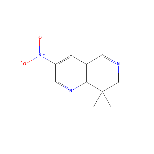 8,8-dimethyl-3-nitro-7H-1,6-naphthyridine (CAS: 1430217-53-0) - Chemical Structure and Molecular Formula 