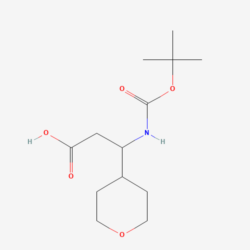3-[(2-methylpropan-2-yl)oxycarbonylamino]-3-(oxan-4-yl)propanoic acid (CAS: 887588-90-1) - Chemical Structure and Molecular Formula 