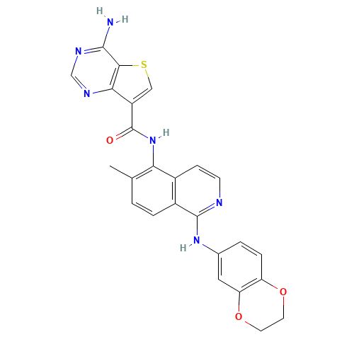 4-amino-N-[1-(2,3-dihydro-1,4-benzodioxin-6-ylamino)-6-methylisoquinolin-5-yl]thieno[3,2-d]pyrimidine-7-carboxamide (CAS: 1446111-61-0) - Related Chemical Product