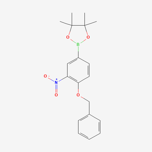 tert-butyl N-[2-nitro-4-(4,4,5,5-tetramethyl-1,3,2-dioxaborolan-2-yl)phenyl]carbamate (CAS: 855738-76-0) - Chemical Structure and Molecular Formula 