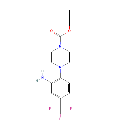 tert-butyl 4-[2-amino-4-(trifluoromethyl)phenyl]piperazine-1-carboxylate (CAS: 862874-74-6) - Chemical Structure and Molecular Formula 