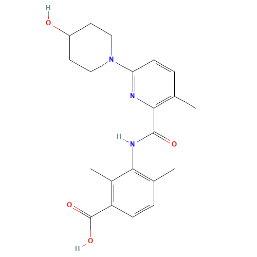 3-[[6-(4-hydroxypiperidin-1-yl)-3-methylpyridine-2-carbonyl]amino]-2,4-dimethylbenzoic acid (CAS: 1529761-15-6) - Related Chemical Product