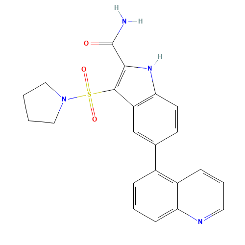 3-pyrrolidin-1-ylsulfonyl-5-quinolin-5-yl-1H-indole-2-carboxamide (CAS: 918495-22-4) - Related Chemical Product