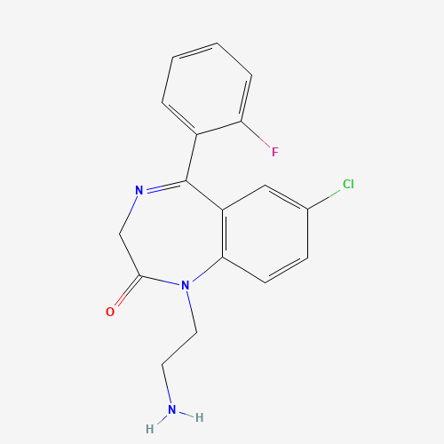 1-(2-aminoethyl)-7-chloro-5-(2-fluorophenyl)-3H-1,4-benzodiazepin-2-one (CAS: 17617-59-3) - Chemical Structure and Molecular Formula 