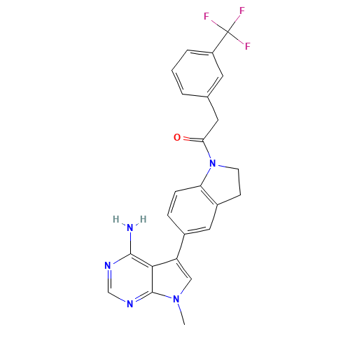 1-[5-(4-amino-7-methylpyrrolo[2,3-d]pyrimidin-5-yl)-2,3-dihydroindol-1-yl]-2-[3-(trifluoromethyl)phenyl]ethanone (CAS: 1337531-36-8) - Related Chemical Product