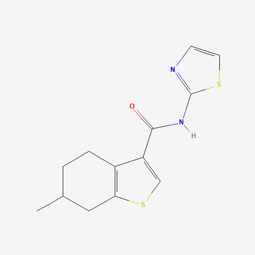 6-methyl-N-(1,3-thiazol-2-yl)-4,5,6,7-tetrahydro-1-benzothiophene-3-carboxamide (CAS: 750609-61-1) - Chemical Structure and Molecular Formula 