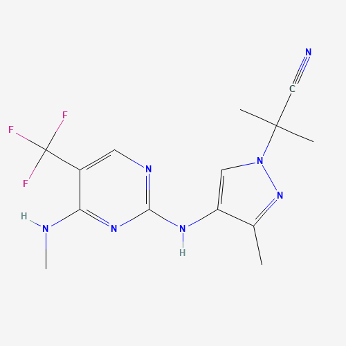 2-methyl-2-[3-methyl-4-[[4-(methylamino)-5-(trifluoromethyl)pyrimidin-2-yl]amino]pyrazol-1-yl]propanenitrile (CAS: 1374828-69-9) - Related Chemical Product