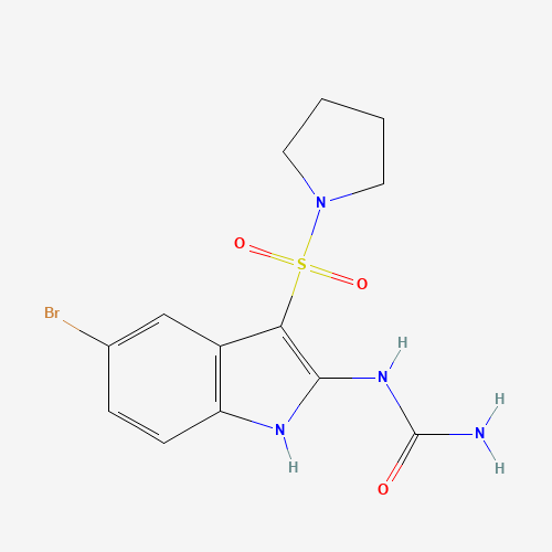 (5-bromo-3-pyrrolidin-1-ylsulfonyl-1H-indol-2-yl)urea (CAS: 918494-16-3) - Chemical Structure and Molecular Formula 