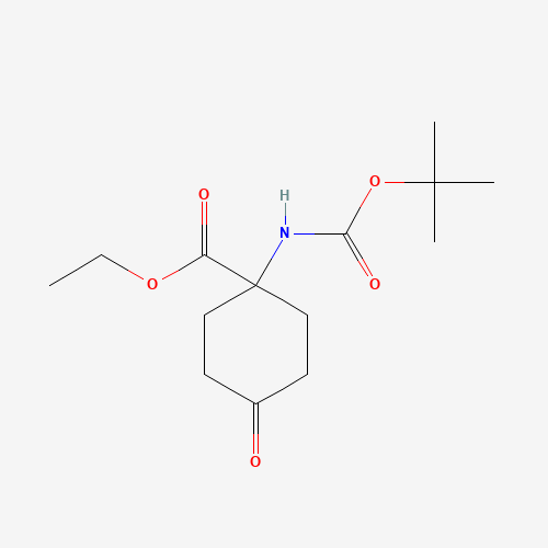 ethyl 1-[(2-methylpropan-2-yl)oxycarbonylamino]-4-oxocyclohexane-1-carboxylate (CAS: 1253791-63-7) - Chemical Structure and Molecular Formula 