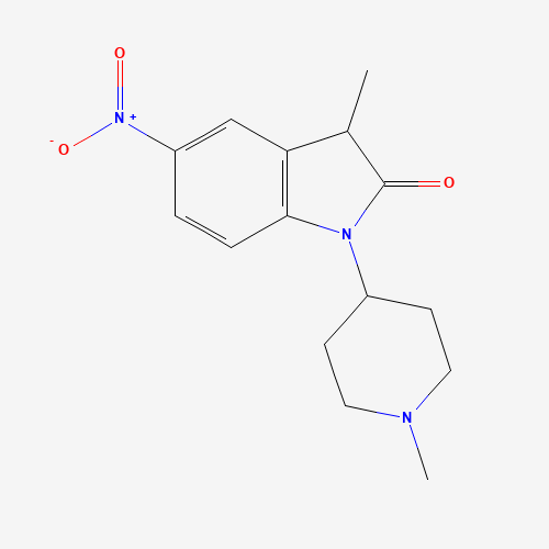 3-methyl-1-(1-methylpiperidin-4-yl)-5-nitro-3H-indol-2-one (CAS: 1063406-91-6) - Chemical Structure and Molecular Formula 