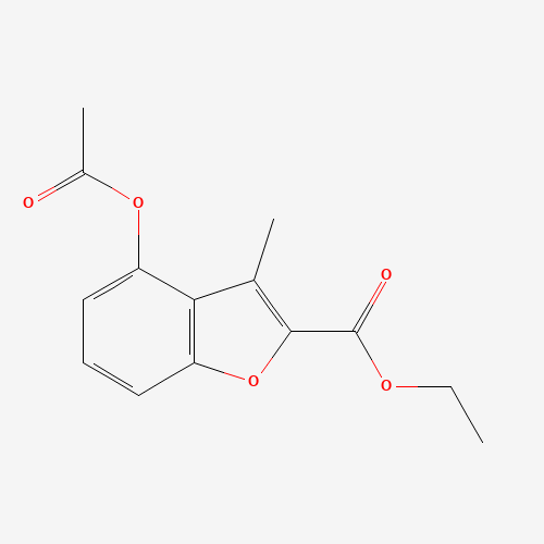 ethyl 4-acetyloxy-3-methyl-1-benzofuran-2-carboxylate (CAS: 73751-12-9) - Chemical Structure and Molecular Formula 