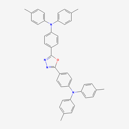 4-methyl-N-[4-[5-[4-(4-methyl-N-(4-methylphenyl)anilino)phenyl]-1,3,4-oxadiazol-2-yl]phenyl]-N-(4-methylphenyl)aniline (CAS: 104989-09-5) - Chemical Structure and Molecular Formula 