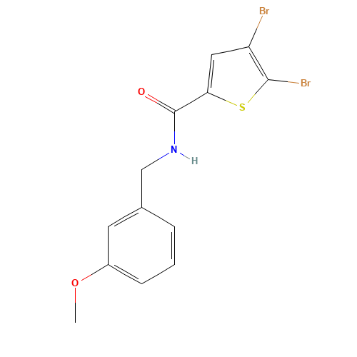 4,5-dibromo-N-[(3-methoxyphenyl)methyl]thiophene-2-carboxamide (CAS: 862698-95-1) - Chemical Structure and Molecular Formula 