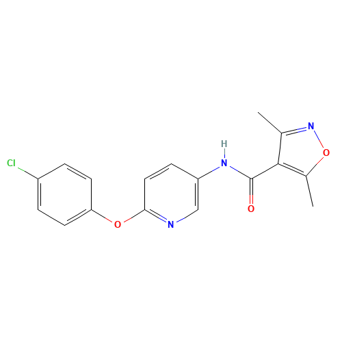 N-[6-(4-chlorophenoxy)pyridin-3-yl]-3,5-dimethyl-1,2-oxazole-4-carboxamide (CAS: 224801-36-9) - Chemical Structure and Molecular Formula 