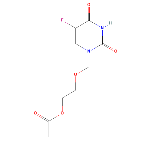 2-[(5-fluoro-2,4-dioxopyrimidin-1-yl)methoxy]ethyl acetate (CAS: 77474-49-8) - Chemical Structure and Molecular Formula 