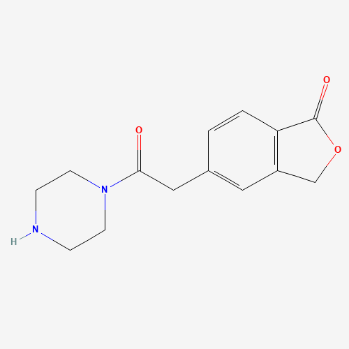 5-(2-oxo-2-piperazin-1-ylethyl)-3H-2-benzofuran-1-one (CAS: 1374573-50-8) - Chemical Structure and Molecular Formula 