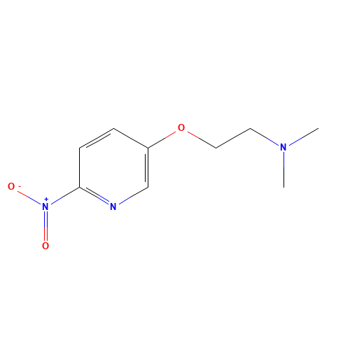 N,N-dimethyl-2-(6-nitropyridin-3-yl)oxyethanamine (CAS: 1346675-75-9) - Chemical Structure and Molecular Formula 