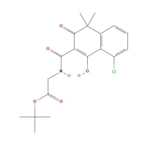 tert-butyl 2-[(8-chloro-1-hydroxy-4,4-dimethyl-3-oxonaphthalene-2-carbonyl)amino]acetate (CAS: 1035262-64-6) - Chemical Structure and Molecular Formula 
