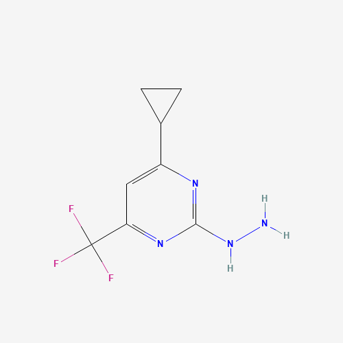 [4-cyclopropyl-6-(trifluoromethyl)pyrimidin-2-yl]hydrazine (CAS: 869945-40-4) - Chemical Structure and Molecular Formula 