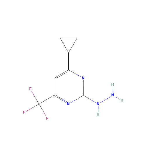 [4-cyclopropyl-6-(trifluoromethyl)pyrimidin-2-yl]hydrazine (CAS: 869945-40-4) - Chemical Structure and Molecular Formula 