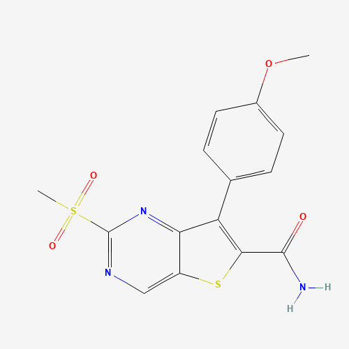 7-(4-methoxyphenyl)-2-methylsulfonylthieno[3,2-d]pyrimidine-6-carboxamide (CAS: 1462950-06-6) - Chemical Structure and Molecular Formula 