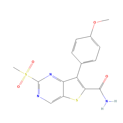 7-(4-methoxyphenyl)-2-methylsulfonylthieno[3,2-d]pyrimidine-6-carboxamide (CAS: 1462950-06-6) - Related Chemical Product