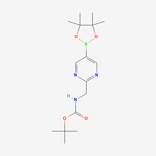 tert-butyl N-[[5-(4,4,5,5-tetramethyl-1,3,2-dioxaborolan-2-yl)pyrimidin-2-yl]methyl]carbamate (CAS: 1235451-39-4) - Chemical Structure and Molecular Formula 