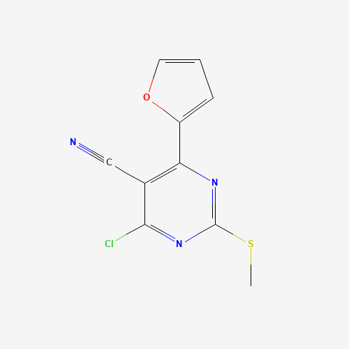4-chloro-6-(furan-2-yl)-2-methylsulfanylpyrimidine-5-carbonitrile (CAS: 137447-07-5) - Chemical Structure and Molecular Formula 