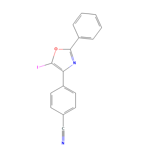 4-(5-iodo-2-phenyl-1,3-oxazol-4-yl)benzonitrile (CAS: 1207747-11-2) - Chemical Structure and Molecular Formula 