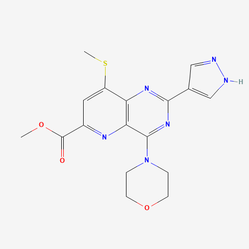 methyl 8-methylsulfanyl-4-morpholin-4-yl-2-(1H-pyrazol-4-yl)pyrido[3,2-d]pyrimidine-6-carboxylate (CAS: 1220113-93-8) - Chemical Structure and Molecular Formula 