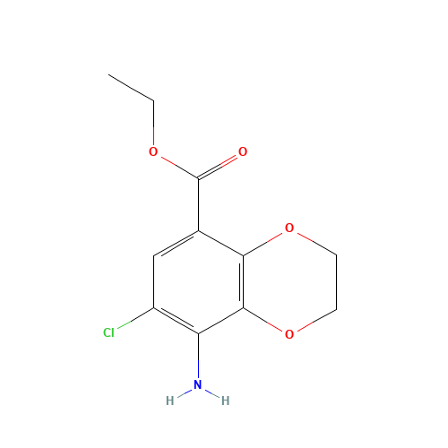 ethyl 5-amino-6-chloro-2,3-dihydro-1,4-benzodioxine-8-carboxylate (CAS: 191024-17-6) - Chemical Structure and Molecular Formula 