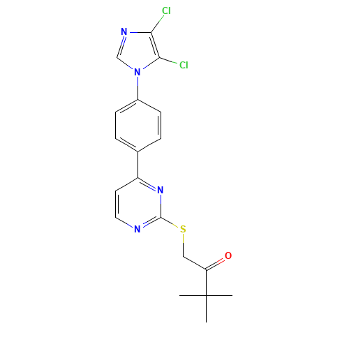 1-[4-[4-(4,5-dichloroimidazol-1-yl)phenyl]pyrimidin-2-yl]sulfanyl-3,3-dimethylbutan-2-one (CAS: 650592-26-0) - Related Chemical Product