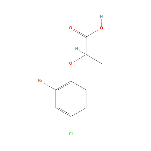 2-(2-bromo-4-chlorophenoxy)propanoic acid (CAS: 98590-32-0) - Chemical Structure and Molecular Formula 