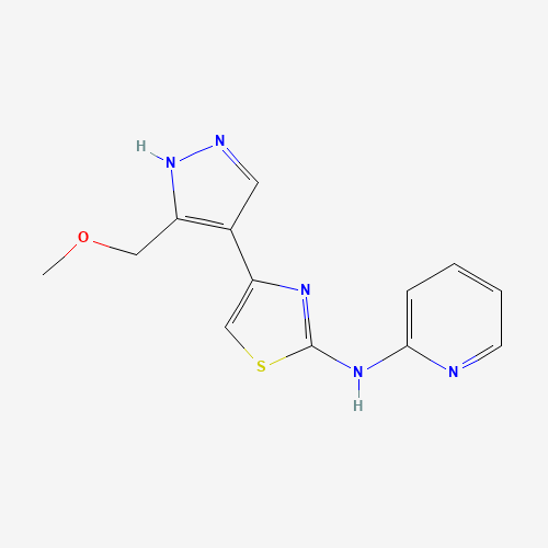 4-[5-(methoxymethyl)-1H-pyrazol-4-yl]-N-pyridin-2-yl-1,3-thiazol-2-amine (CAS: 1235313-00-4) - Chemical Structure and Molecular Formula 
