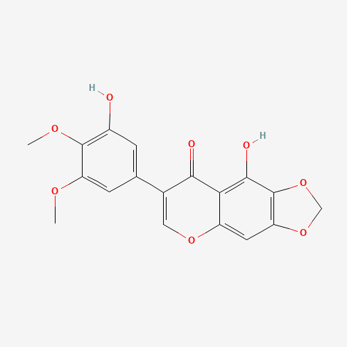 9-hydroxy-7-(3-hydroxy-4,5-dimethoxyphenyl)-[1,3]dioxolo[4,5-g]chromen-8-one (CAS: 88509-91-5) - Chemical Structure and Molecular Formula 