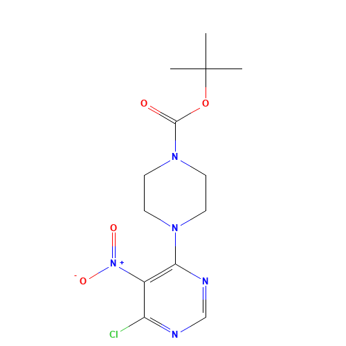 tert-butyl 4-(6-chloro-5-nitropyrimidin-4-yl)piperazine-1-carboxylate (CAS: 147539-23-9) - Chemical Structure and Molecular Formula 