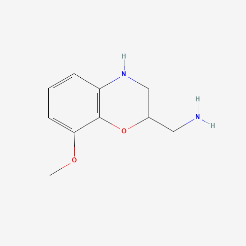 (8-methoxy-3,4-dihydro-2H-1,4-benzoxazin-2-yl)methanamine (CAS: 1257703-85-7) - Chemical Structure and Molecular Formula 