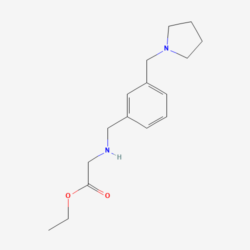 ethyl 2-[[3-(pyrrolidin-1-ylmethyl)phenyl]methylamino]acetate (CAS: 1228587-58-3) - Chemical Structure and Molecular Formula 