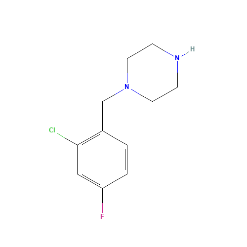 1-[(2-chloro-4-fluorophenyl)methyl]piperazine (CAS: 118630-33-4) - Chemical Structure and Molecular Formula 