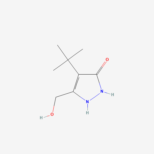 4-tert-butyl-5-(hydroxymethyl)-1,2-dihydropyrazol-3-one (CAS: 265643-77-4) - Chemical Structure and Molecular Formula 