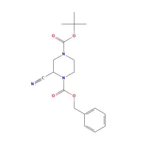 1-O-benzyl 4-O-tert-butyl 2-cyanopiperazine-1,4-dicarboxylate (CAS: 955016-62-3) - Chemical Structure and Molecular Formula 