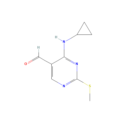 4-(cyclopropylamino)-2-methylsulfanylpyrimidine-5-carbaldehyde (CAS: 211247-46-0) - Chemical Structure and Molecular Formula 