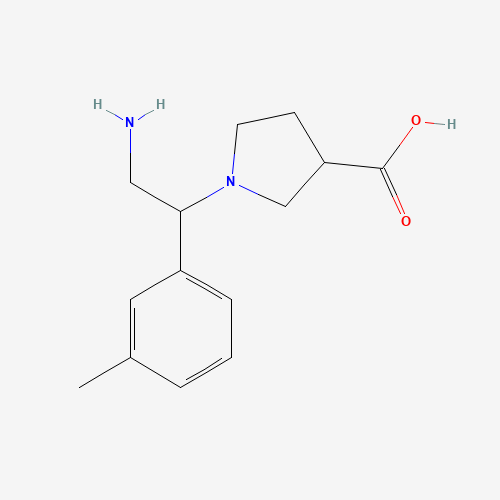 1-[2-amino-1-(3-methylphenyl)ethyl]pyrrolidine-3-carboxylic acid (CAS: 886363-94-6) - Chemical Structure and Molecular Formula 